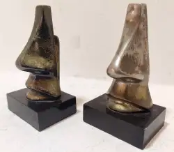1970 Silver Plated Vintage Lot of 2 Nose And Mouth Statue Figurine Sculpture Art