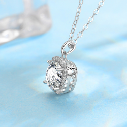 S925 Sterling Silver 1 Karat Happiness Necklace Women's Clavicle Chain SKU: CJLX