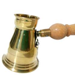 Traditional Vintage Coffee Turkish Brass Maker Pot wood handle Made