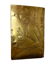 Antique Embossing Mother A princess Holding Candle Engraved Copper Plate USSR