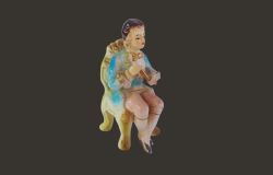 Vintage Small Girl Figurine Porcelain Decor Holding Gild Stick Gorgian Souvenir