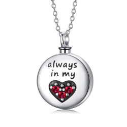 Heart Urn Engraved Cremation Necklace for Ashes in Sterling Silver 925