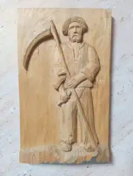 Wood Carved Icon Sculpture Painting Figure Wall Handmade 3D Bellemin Henri