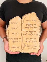 Massive Vintage Hand Carved Stone Marble 10 Commandments of God Israel Judaica