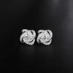 925 Sterling Silver Earrings Women Shiny Crystal Fashion Jewelry Party Gifts