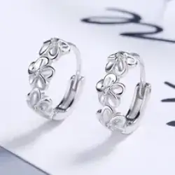 High Quality 925 Sterling Silver Crystal Zircon Flower Round Stud Earrings Women