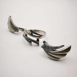 Vintage Women's Set,Ring,Earrings,925 Sterling Silver,Zirconia,Jewelry 7,7g