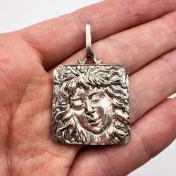 1960's Big Designer Sterling Silver 925 Women's Jewelry Pendant Italy Signed 10g