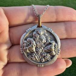 Vintage Christian Silver Plated Pendant Jesus Chain Necklace Sterling Silver 925