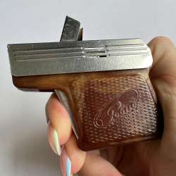 1960 Vintage Soviet USSR Pocket Gasoline Lighter Gun Rovno Good Working