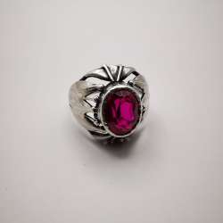 USSR Artwork, Vintage Women's Ring,Star 875 Sterling Silver,Jewelry, Ruby