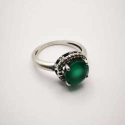 Artwork Vintage Women's Ring 925 Sterling Silver Jewelry Green Agate