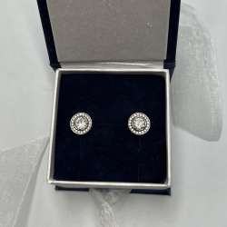 Vintage Women's Jewelry Stud Ear Earrings Sterling Silver 925 Signed 4.3 gr