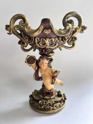 Vintage Massive Candlestick Resin Baby Figure Decor Home Empire Collectibles Art