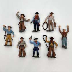 Vintage Soviet USSR Plastic Character Set of 8 Soldiers Cowboys Signed