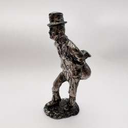 Vintage Miniature Silver Plated Figure Statue Traveler with Bag Made in Italy