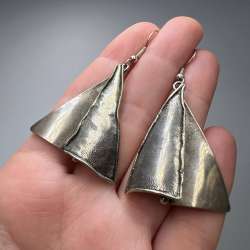 Massive Vintage Sterling Silver 925 Women's Jewelry Stud Ear Earrings Israel 10g