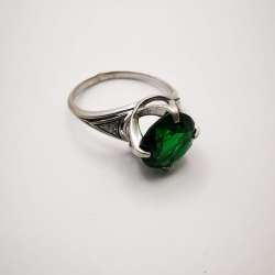 Vintage Exquisite Women's Ring Jewelry 925 Sterling Silver Green Zircon