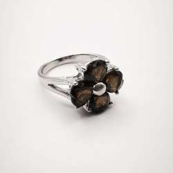 New Women's Quatrefoil Ring 925 Sterling Silver, Jewelry, Smoky Quartz