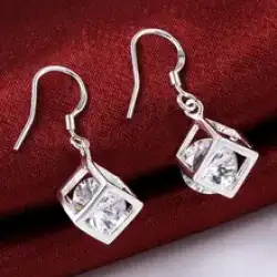 High Quality 925 Sterling Silver Earrings Women Jewelry Cubic Beads Crystal Gift