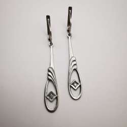 Vintage Jewelry, Fine Women's Earrings, 875 Sterling Silver Star, Zircon