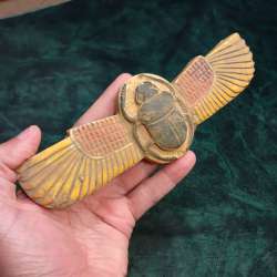 RARE ANCIENT EGYPTIAN ANTIQUE WINGED SCARAB Pharaonic Egyptian Beetle Statue