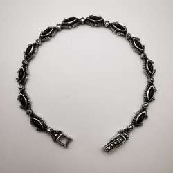 Vintage,Stylish Women's Bracelet,925 Sterling Silver,Jewelry,Onyx,Marcasite