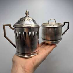 Gebr Berlin Vintage Collectible Silver Plated Tea Cup Holder Tea Strainer Marked
