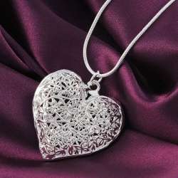 925Wholesale silver color jewelry elegant charms retro exquisite heart pendant