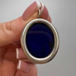 Vintage Jewelry Medallion Pendant Sterling Silver 925 Fluorite Quartz Gemstone