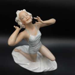 1950 Unterweissbach Art Deco Vintage Porcelain Figure Statue Bikini Girl Germany