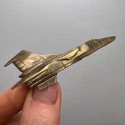 1960 Vintage Bronze Men's Jewelry Tie Clip Military Style Combat Aircraft MIG 25