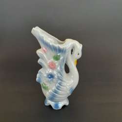 Vintage Bird Vase Ceramic Handmade Figurine Animal Home Decor Floral Multicolor