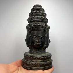 Vintage Buddha Figure Shiva Head Statue Buddhism Asian Art Bronze Decor