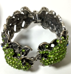 Luxury Women's Bracelet, Size 21 Accessories, Green Crystal Stone, Free Shipping