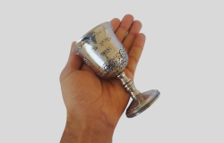 Vintage Wine Cup Of Silver Plated Decorative Judaica Shabbat Israel Collectibles