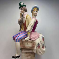 1970 Vintage USSR Porcelain Figure Statue Chimney Sweep & Shepherdess Kyiv 31 cm
