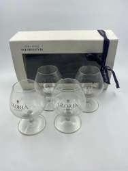 Vintage Glass Crystal Gold Wine Gloria Set of 4 Cups With Tags Since 1952