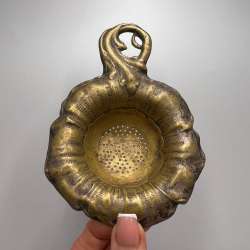 Antique Original Collectible Imperial Brass Tea Strainer Fabr. Wolska Warszawa