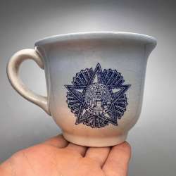Vintage USSR Porcelain Tea Cup Mug Propaganda Order of Victory Marked Ukraine
