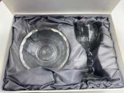 Vintage Wine Cup Novell Collection Crystal Glass W Saucer Vintage New with Case