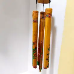 Vintage Wind Chimes Bamboo Tubes Hanging Hand Painted Home Garden Yard Decor