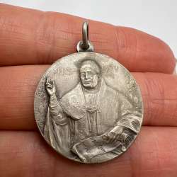 1925 Antique Christian Medal Pendant Silver Pope Pius XI Anno Jubilaei Romae