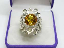 Vintage Ring Sterling Silver 925 Stone Sapphire Jewelry Womens Stamp Size 8US