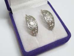 Vintage USSR Pair Of Stud Earrings Sterling Silver 925 Jewelry Women's 2.78 gr