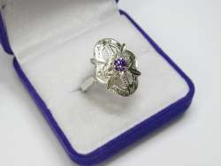 Vintage USSR Ring Sterling Silver 925 Jewelry Women's Sapphire Stone  Size 7US