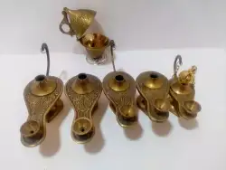 Vintage Set of 6 pcs Aladdin Oil Lantern Copper '70s Hand Carved Heavy Brass