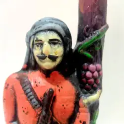 Vintage Porcelain Wine Bottle Decanter Statue Man Old Figure Design Grapes 13.7