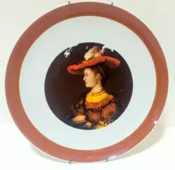 Vintage Porcelain Hutschenreuther Germany Wall Plate Rembrandt's Young Wife 10