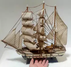 Vintage Handmade Wood Model Sailing Boat Large Ship Sailor Nautical decor